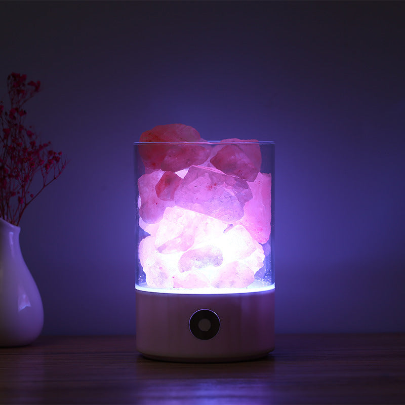 מנורת מלח הימלאיה עם תאורת LED וחיבור USB