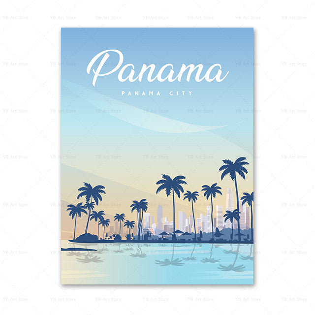 ציור קנבס של עיר מטיילים