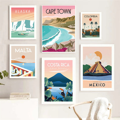 ציור קנבס של עיר מטיילים