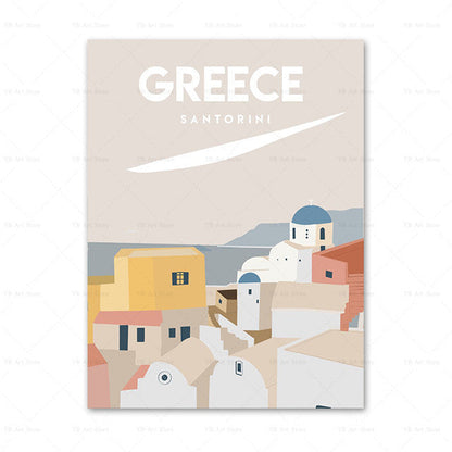 ציור קנבס של עיר מטיילים