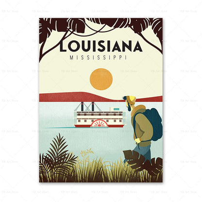 ציור קנבס של עיר מטיילים